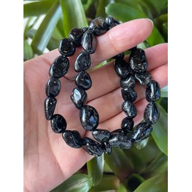GAF TREASURES Grade A ++ Crystal Nugget Bracelet, Wholesale Genuine Tumbled Gemstone Bracelet, Healing Crystal Bracelet, Gift for Men & Women, 10 Bracelets, Stone, black tourmaline