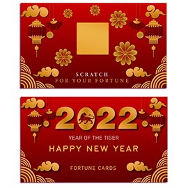 30 Count Chinese New Year 2022 Scratch Off Card Game - Year of the Tiger Fortune Cards - Fun Activity for Lunar New Year, Happy Chinese New Year's Celebration Party, Office Party - Decorations & Favors