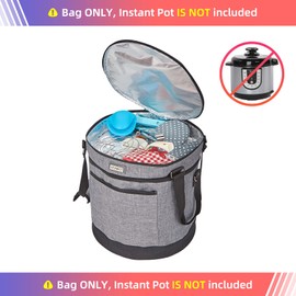 HOMEST 2 Compartments Carry Bag for 8 Quart Instant Pot, Pressure Cooker Travel Tote Have Accessory Pockets for Spoon, Measuring Cup, Steam Rack, Insulated Carrier with Easy to Clean Lining, Grey