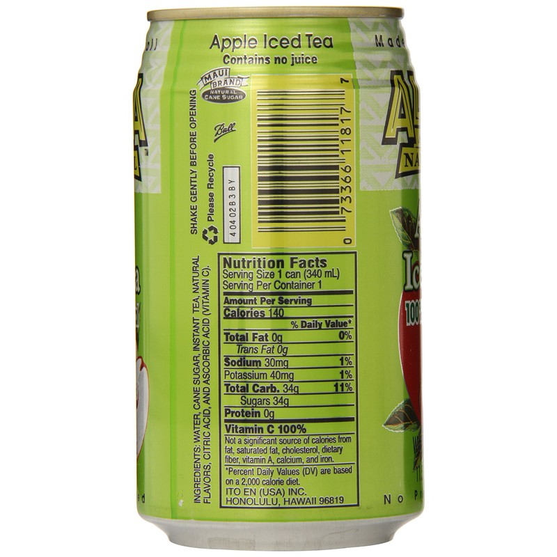 Aloha Maid Natural Iced Tea, Apple, 11.5 Ounce (Pack of