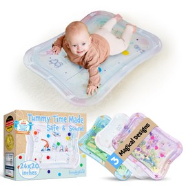 Tummy Time Water Mat for Babies – Sensory Baby Water Play Mat – Award-Winning Infant Activity Mat for Motor Development – Premium, Baby-Safe Water Tummy Time Mat – Circus Animals Small