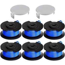Weed Wacker Spools for Hart Auto-Feed String Trimmer, Weed Eater String Line for Ryobi 18V, 24V, 40V Replacement Part (6 Replacement Spools, 2 Trimmer Caps)