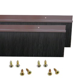 Qimoo 2 Pack Door Bottom Sweep, h-Shape Aluminum Alloy Holder Door Sweep for Bottom of Door with 3.6" Brwon Nylon Brush, 39.37"x4.4"(1000mmx112mm)