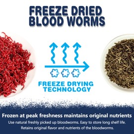 JADINGSFRAM Blood Worms Fish Food 2.5 oz, Freeze Dried Bloodworms for Fish, Bloodworms Fish Food for Freshwater Saltwater Tropical Fish Betta Cichlid Goldfish Guppy Turtle (2.5 OZ)