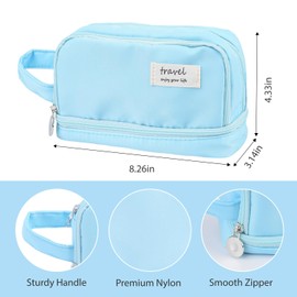 BARUHARI Large Capacity Pencil Case, Pen Bag, Stationery Storage Kit, Multiple Compartments, Office Travel Pouch, Arts and Crafts Supplies Organizer (DARK BLUE)