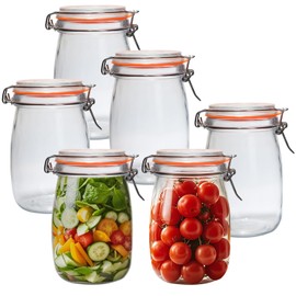 Ltzmcmy 25 oz Wide Mouth Glass Jars with Airtight Lids,6 Pack Pickle Jar Clear Canister for Canning,Preserving,Fermenting,Pickling