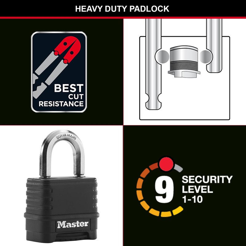 MASTER LOCK Heavy Duty Combination Padlock, Security level 9/10, Large