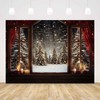 AIBIIN 7x5ft Christmas Window Background Winter Snowy Forest Xmas Tree