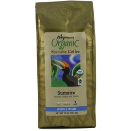 Wegmans Flavored Specialty Whole Bean Coffee. Gluten Free. Lactose Free. Vegan. Organic. Fair Trade. 10 Oz. (Pack of 2) (Sumatra, 10 oz)