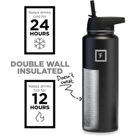 IRON °FLASK Camping & Hiking Hydration Flask with 3 Lids - Stainless Steel, Double Walled & Vacuum Insulated Water Bottle - Leak Proof & BPA Free (Burgundy, Straw - 32 oz)
