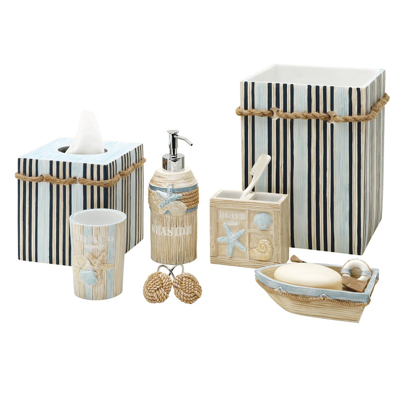 Zenna Home Shower Curtain Hooks Seaside Serenity Bath Accessories, Off-White