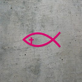 Transparent Decal Stickers of Religion Fish Christian Cross (Pink) Premium Waterproof Vinyl Decal Stickers for Laptop Phone Accessory Helmet Car Window Mug Tuber Cup Door Wall D ANDSKUS036044PI080322