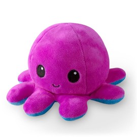 TeeTurtle | El Pulpo Reversible Original Plushie | Diseño Patentado | Juguete sensorial para Alivio del estrés | Morado y Azul | Feliz + Enojada | Muestra tu Estado de ánimo sin Decir una Palabra