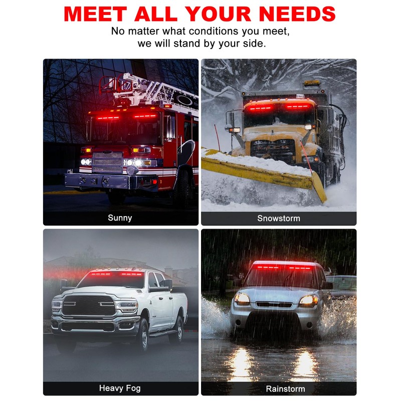 HLauto 6Z4J Emergency Dash Strobe Lights: 2x16.8 inch Red Safety