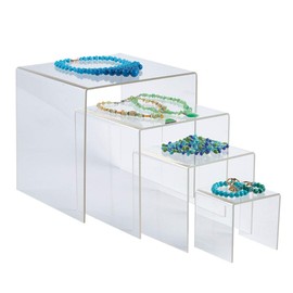 SSWBasics 4, 6, 8, 10 inch Square Nesting Clear Acrylic Display (4 Risers)