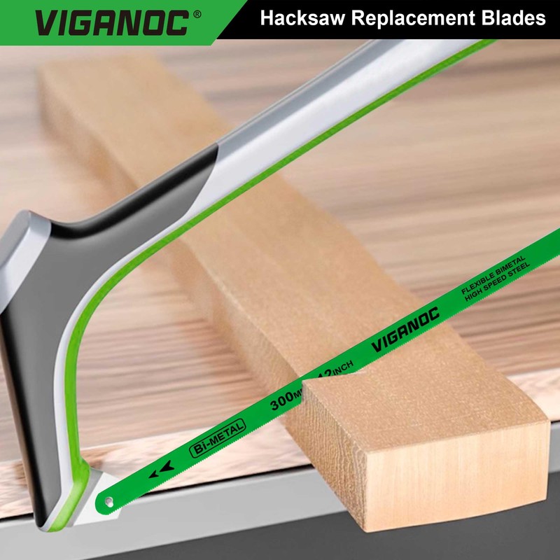 Viganoc 12" Hacksaw Replacement Blades, Bi-Metal High Speed Steel Hack