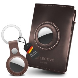 Selective Cards®Airtag Wallet,Slim Wallet,Geldbeutel aus echtem Leder,Smart Wallet,RFID Blocker Portemonnaie, kartenetui Herren Platz für 7-12 Karten,Geldbörse Herren |Dunkelbraun