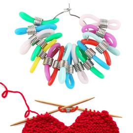 16pcs Rubber Knitting Needle Stoppers Pouch, Colorful Hugger with Storage Iron Wire Prevent Slipping Off Stitch Needle Tip End Caps Crocheting Knit Project Supplies Accessories Kit and Gadgets