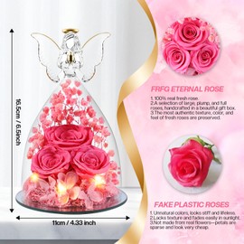 Eternal Rose Angel Gifts for Women, Angel Figure Gifts for Mum, Mother's Day Gift, Mother's Day Gifts for Mum, Birthday Gift for Women, Mother, Grandma Gift (Pink)