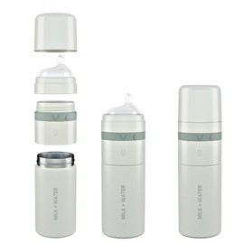 MILK & WATER All in One Baby Bottle & Baby Formula Dispenser On The Go, 9oz - Keeps Water Warm & Formula Fresh - Baby Formula Mixing Bottle with Anti Colic Nipple - Leak-Proof - 6+ Months (Green)