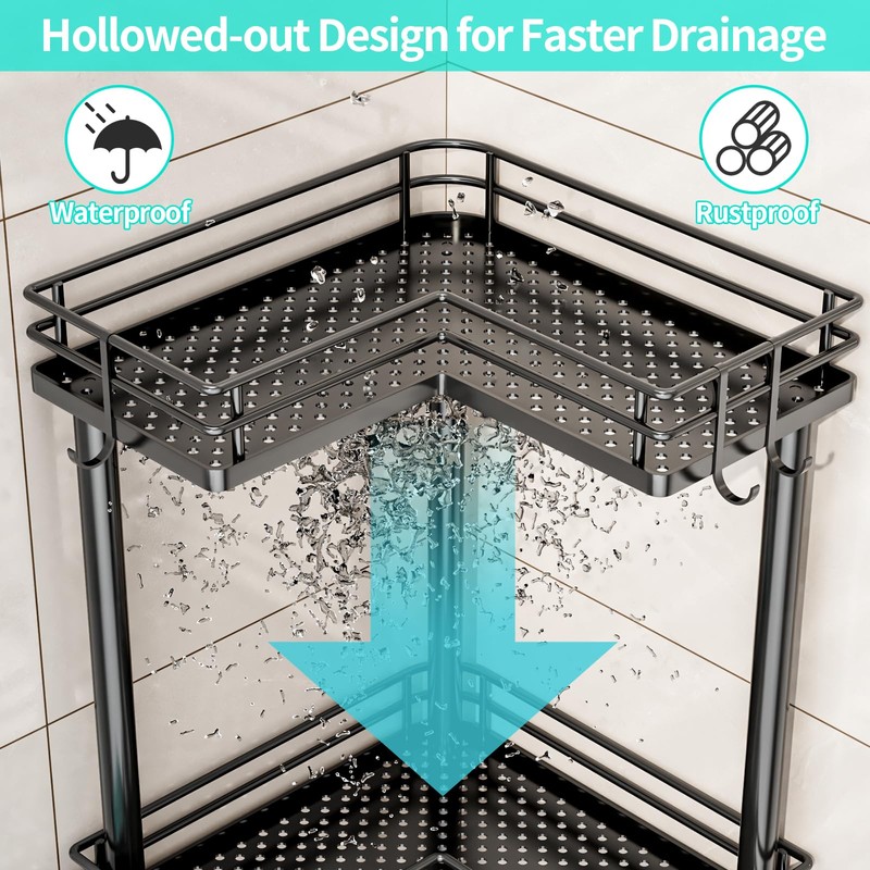 HapiRm Corner Shower Caddy Organizer - 4 Tier Shower Shelf