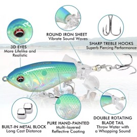 TRUSCEND 3" Topwater Fishing Lures Plopper Lure Floating Rotating Propeller Tail