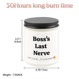 Boss Lady Gifts for Women - Funny Bosses Gifts for Women Men, 7oz Soy Wax Lavender Scented Candle, Birthday Thank You Appreciation Gift for Boss Coworker Office Decor, Boss’s Last Nerve Candle