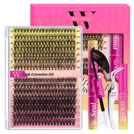 Lash Extension Kit 300PCS Eyelash Clusters 30D 40D DIY Eyelash Extension Kit Individual Lashes Natural Lash Clusters Kit with Lash Bond and Seal,Remover and Tweezers(D-Mix10-18mm Kit)