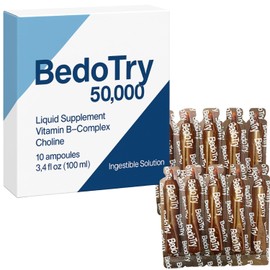 BedoTry 50,000 Liquid Vitamin B-Complex Supplement Bedotry Vitaminas Complejo B Ampolletas – 10 Ampoules (3.4 fl oz) – with Choline – Supports Energy, Metabolism & Nerve Health