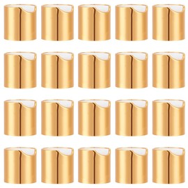 WEBEEDY 20 PCS Plastic Disc Top Caps 28/410 Aluminized PP Press Cap Gold Leakproof Bottle Hats for Squeeze Bottles Reusable Push Down Closures lids for Shampoo, Lotion, Conditioners,Creams,28x29mm