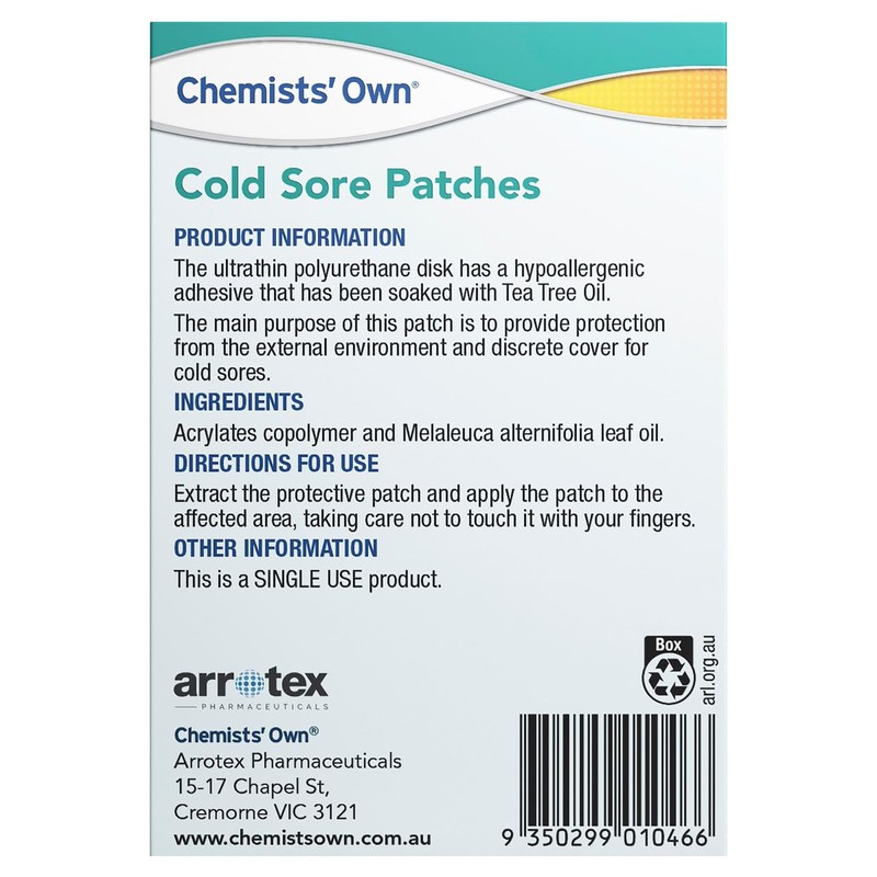 Chemists Own Cold Sore Patches 12