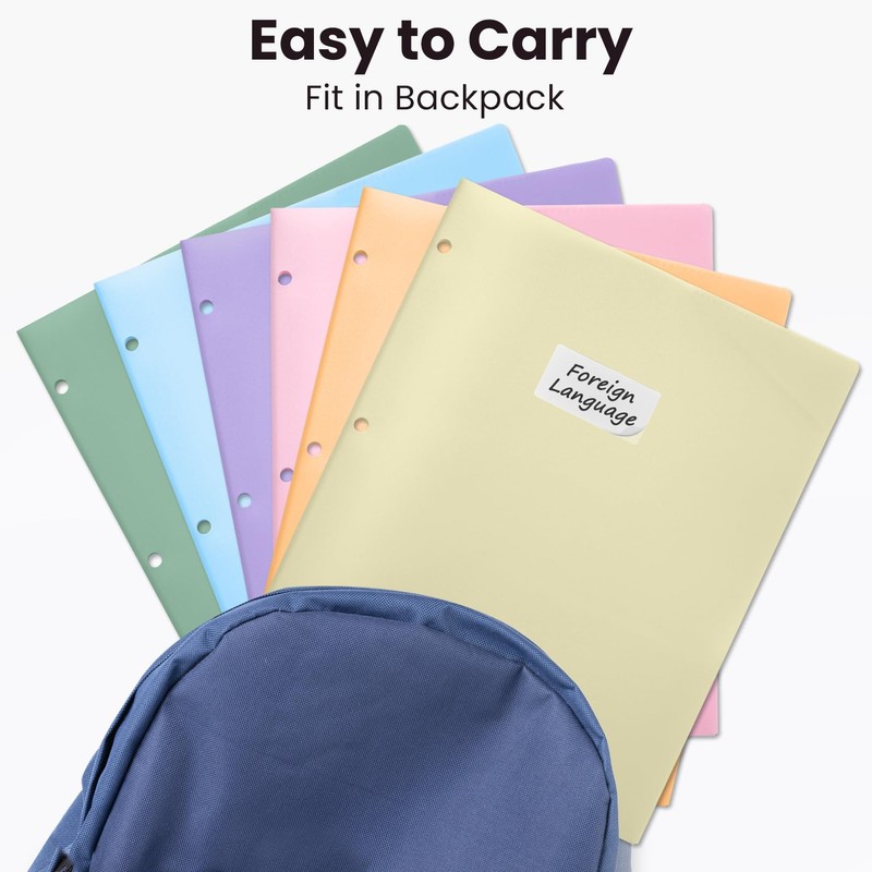 Sooez 2-Pocket Folders, Plastic Folders with Pockets 3 Hole Punched,