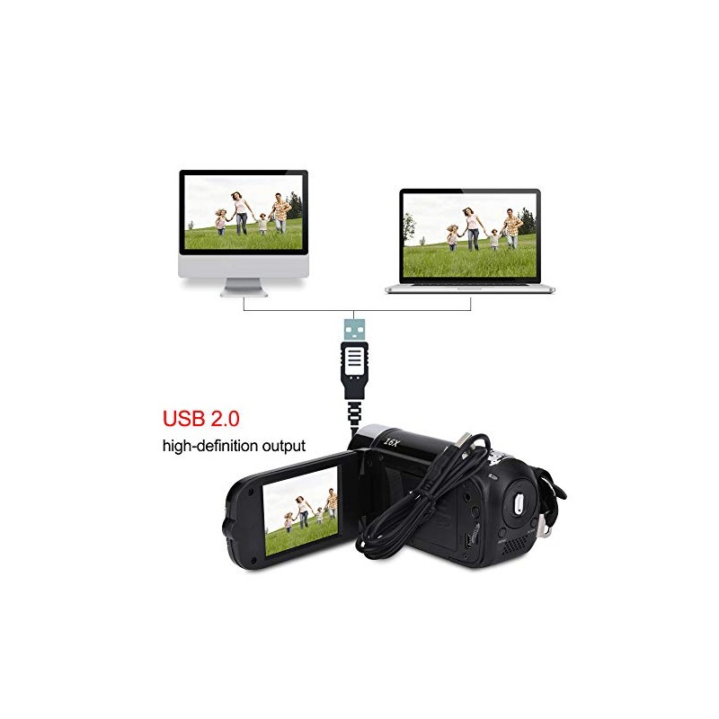 Goshyda Digital Camcorder Portable 2.7 Inch 270° Rotation 16X Digital