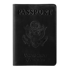 Ciana Passport Holder for Travel – PU Leather Passport Cover and Card Holder for Men & Women – Slim Passport Holder with Card Protector Slot, Travel Must Haves (Black)