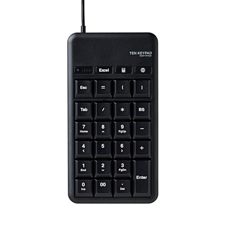 ELECOM Wired Membrane Tenkey M-size with USB Port, Hotkeys, High