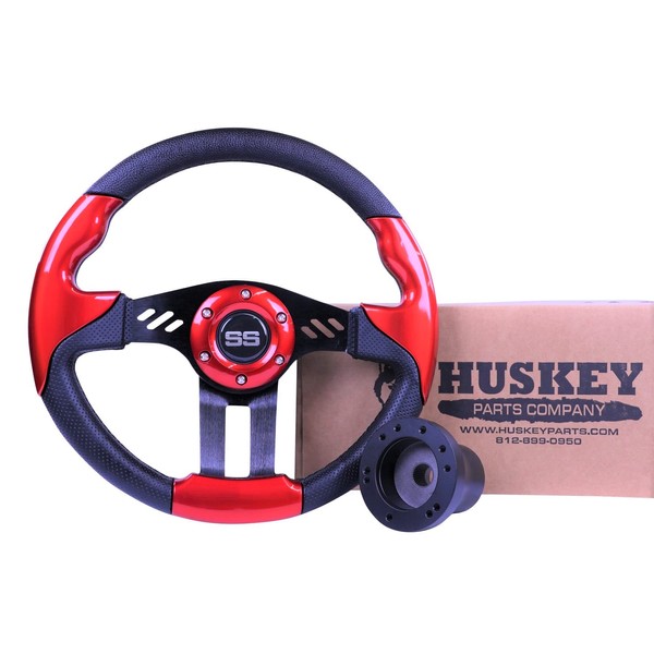 Huskey E-Z-GO Red Steering Wheel Black Brushed Spokes Carbon Fiber