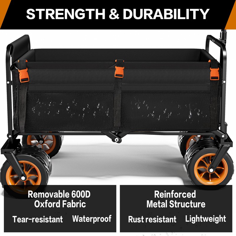 Highpro Heavy-Duty Folding Beach Cart with Extra Large 150L Capacity,