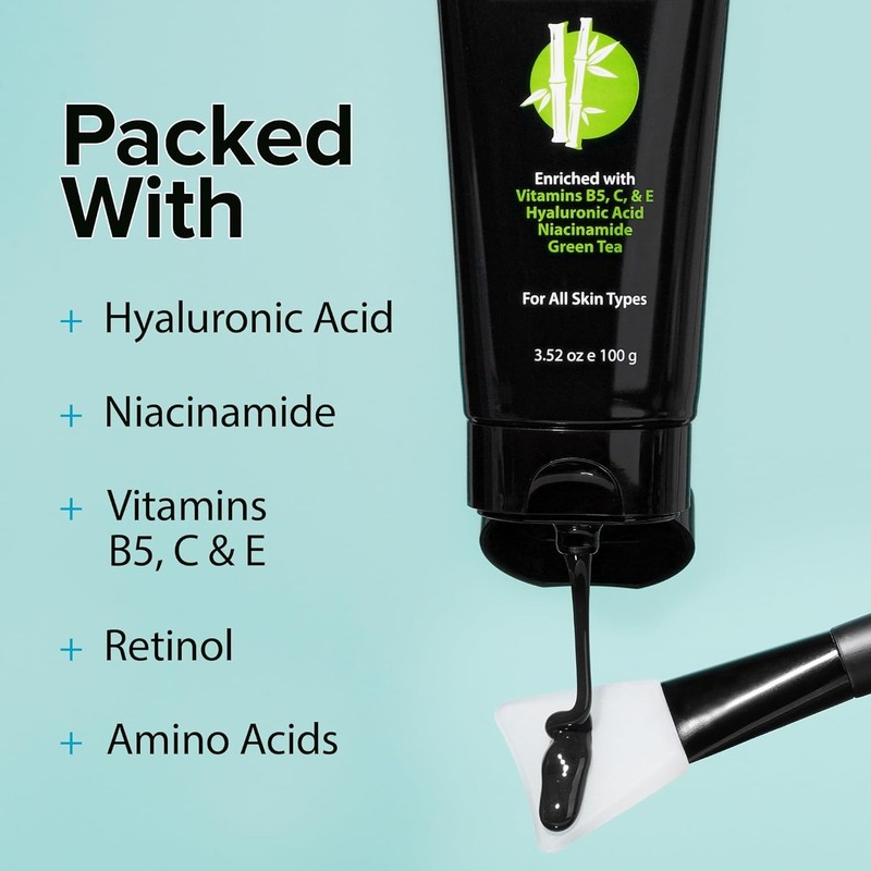 Evanel Charcoal Peel Off Face Mask Applicator Set Niacinamide Hyaluronic