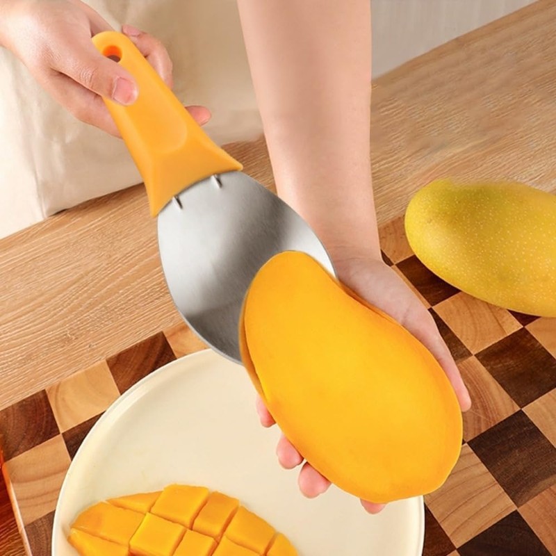 CENPEK Multi-Purpose Mango Slicer Spoon,Stainless Steel Mango Slicer Spoon,Fruit Pit