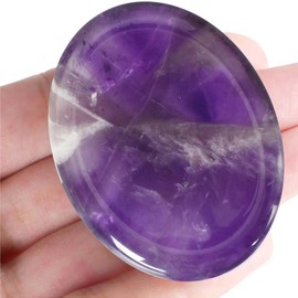 Dokpav Natural Amethyst Crystals, Polished Thumb Stone, Oval Amethyst Pocket Palm Worry Stone, Chakra Crystals Healing Stones for Stress Anxiety Relief Meditation