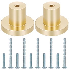 GORGECRAFT 10 Sets Golden Drawer Knobs Metal Aluminum que Flat Round Mushroom Solid Cabinet Hardware Pulls Knob Handle with Screws for Kitchen Bathroom Cupboard Chest Door Furniture