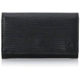 Pinky & Diane PDLWDHK1 Key Case, Repress, Cowhide Leather, Water Grain Embossed "&" Hardware Brooch, Scratch Resistant, Black