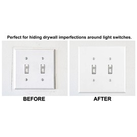 OVERSIZED 2 Gang Toggle Metal Light Switch Cover - Two Gang Jumbo Wall Plate for Toggle Style Light Switches, Stainless Steel Painted White with Semi-Gloss Finish, UL Listed, 5.5" x 5.5" - Made in USA