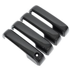 NewYall Carbon Fiber ABS Exterior Door Handle Cover W/O Smartkey Cutout for Ford F150 2015-2020 F250 F350 Super Duty 2017-2021 F450 F550 Super Duty 2017-2020 Outer Front Rear Left and Right Side