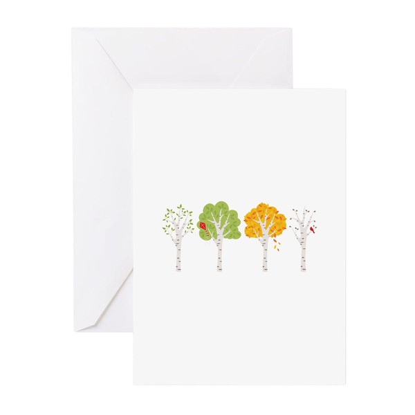CafePress Four Seasons Spring Summer Fall Winter Birch Trees Greeting