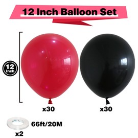 Hot Pink and Black Balloons, 60pcs 12 Inch Hot Pink Black Balloons Rose Red Black Latex Balloons Helium Party Balloons for Women's Birthday Decorations Wedding Baby Shower Engagement Party Supplies