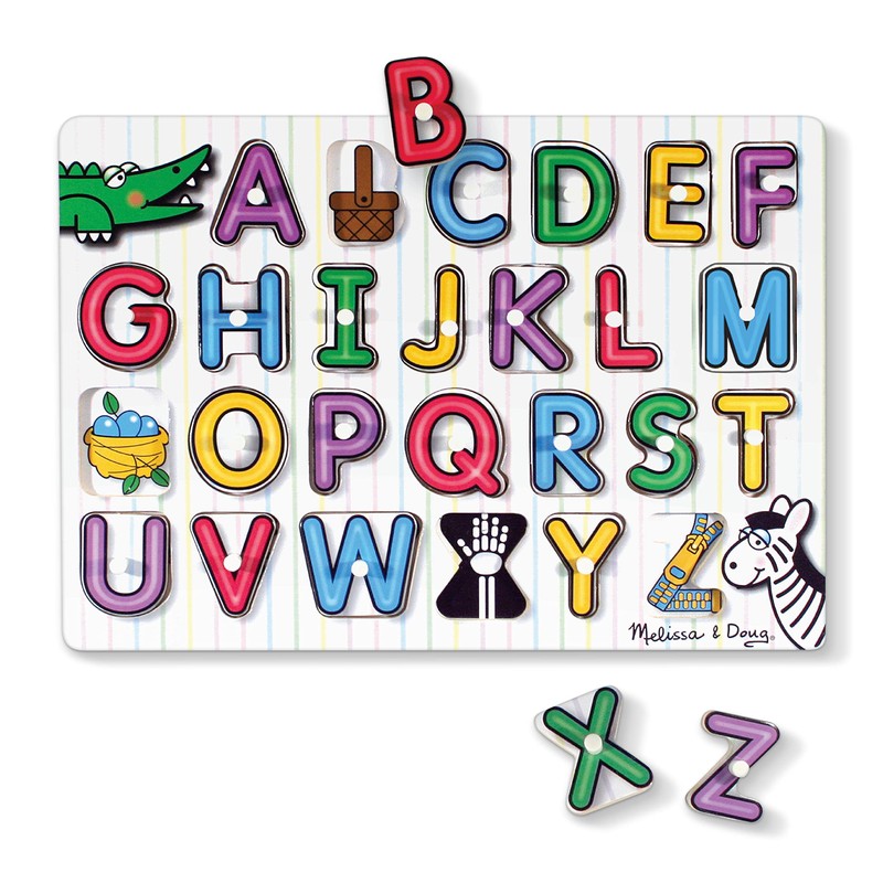 Melissa & Doug Lift & See Alphabet Wooden Peg Puzzle