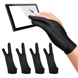 4 Pack Artist Glove for Graphics Drawing Tablet,3-Layer Palm Anti-fouling Digital Drawing Glove for Graphic Tablet,Two Finger Gloves for Graphics Drawing、Pad and Art Creation for Right or Left Hand