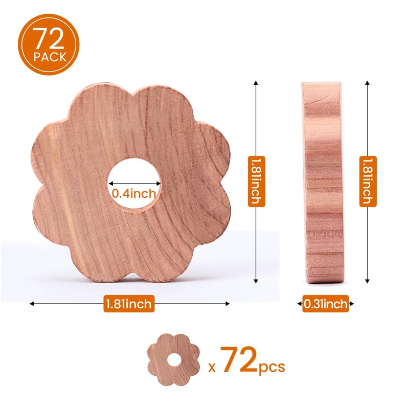 Homode Cedar Chips for Closets and Drawers, 72 Pcs Cedar