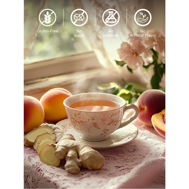 TeeLux Decaf Peach Ginger Black Tea, Decaffeinated Black Tea Flavored